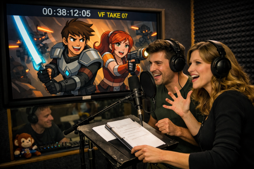 Session de doublage de dessin animé